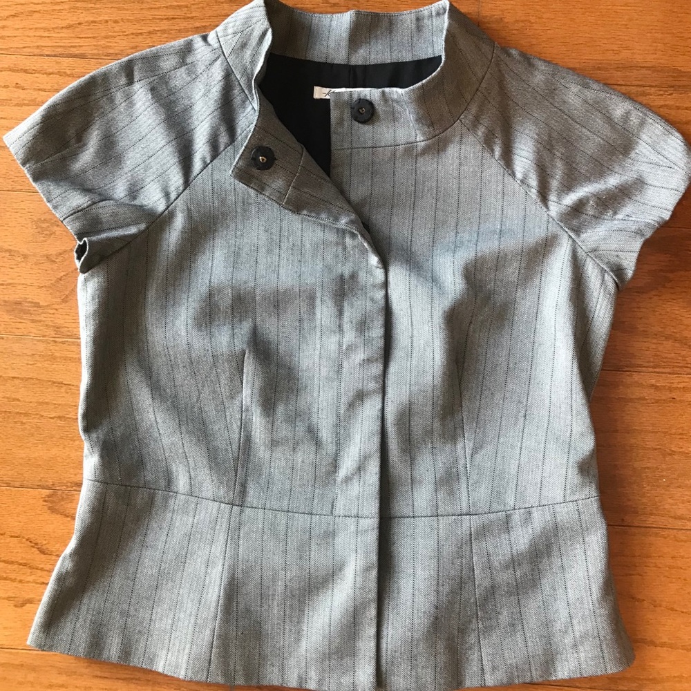 Kenneth Cole Cap Sleeve Herringbone Blazer